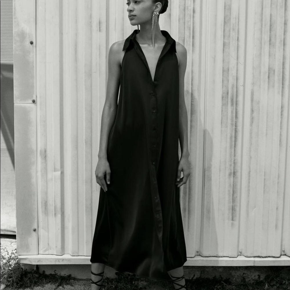 Zara satin effect shirt dress